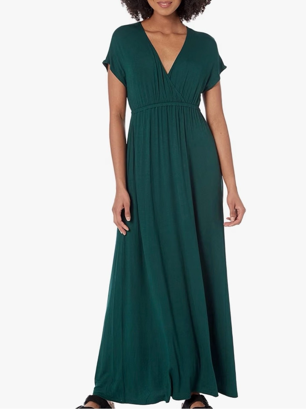 Amazon Essentials Emerald Green V-Neck Maxi Dress